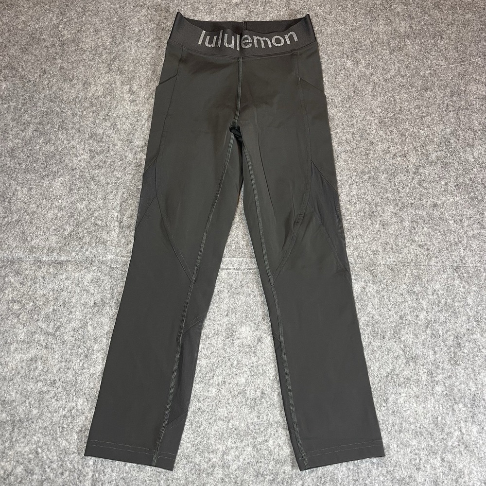 Lululemon‎ Youth Leggings Spell out Waistband Elastic Stretch Pull On Size 2